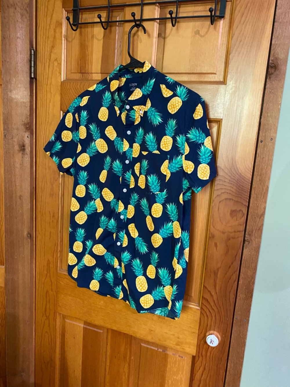 J. Crew Factory Navy Short-Sleeve Pineapple Print Shirt